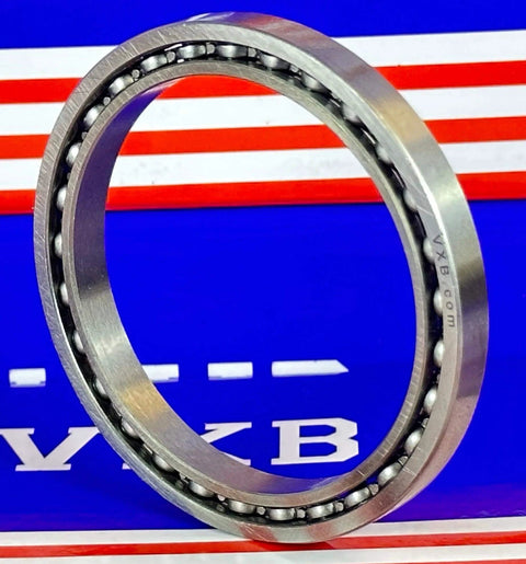 VB020CP0 Thin Section Bearing 2x2 5/8" x 5/16" inch side view showing ball bearing cage and steel material.