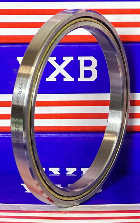 VC035CP0 Thin Section Bearing 3-1/2" x 4-1/4" x 3/8" inch displayed from a side view on a colored background.