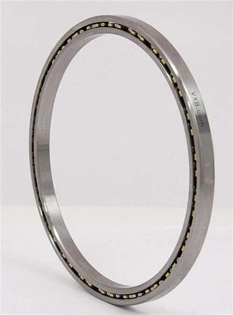 VD040CP0 Thin Section Bearing 4" x 5" x 1/2" Slim side view showing open steel design and brass cage.