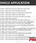 Vehicle application list for Premium Clutch Throwout Release Bearing And Repair Sleeve Kit for Subaru and Toyota models