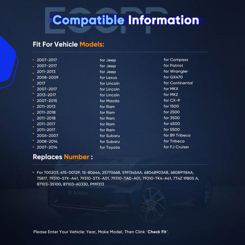 Vehicle compatibility list for AC Blower Motor 700203 Compatible With Acura MDX TL RDX TLX TSX 2007 2017 And Honda Accord.