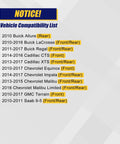 Vehicle compatibility list for 513288 Front or Rear Wheel Hub and Bearing Assembly detailing compatible GM vehicle models and years.