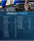 Mechanic checking engine compatibility for Dodge and Jeep vehicles with fitment chart displayed
