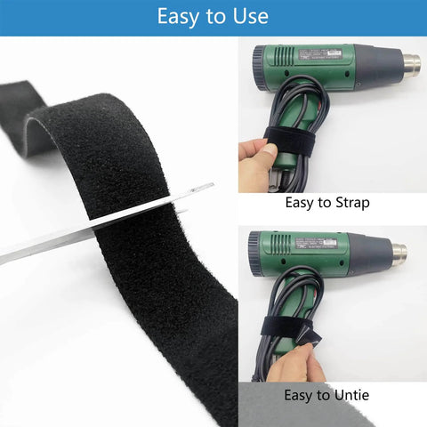 Double Sided Hook And Loop Straps For Quick Wrap Cable Bundling And Organization Heavy Duty 2 Inch Wide Self Gripping Nylon Cut