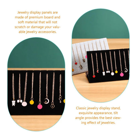 Velvet Jewelry Display Stand With Soft Surface And Tilted Angle For Earrings Bracelets And Anklets Countertop Necklace Holder Organizer For Retail Stores Trade Shows And Home Use In Black