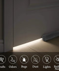 Velvet Under Door Draft Stopper with Adjustable 30 to 36 Inch Gap, visible blocking light and drafts beneath a door