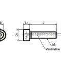 Technical diagram of ✝️ 20-Pack SVSL-M3-8 NBK Socket Head Cap Vacuum Vented Screws - Ventilation Hole - SUS316L M3 length 8mm - Made in Japan