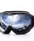 Ski Goggles With Ventilation Anti Fog System For Men And Women Silver Lens showing reflective mountain scenery