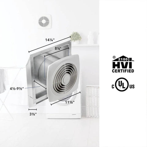 Through The Wall Ventilation Fan With White Cover For Your Home Kitchen Or Garage Eight Point Five Sones 200 CFM Eight Inch Duct