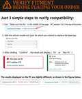Instructions for verifying vehicle fitment for 512388 Rear Wheel Bearing Hub Assembly on a compatibility check website.