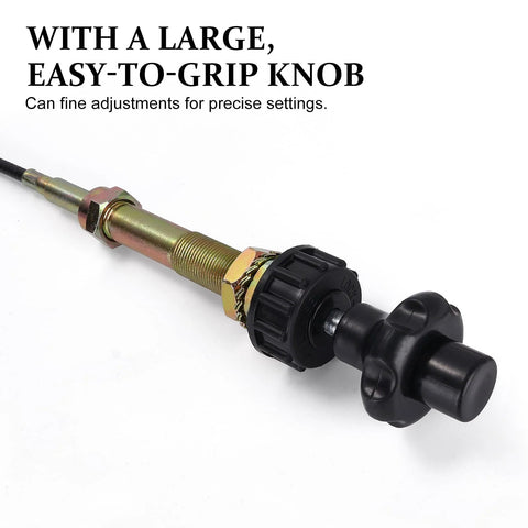 Heavy duty vernier lock cable delivers precise throttle control with a durable dual ball lock mechanism, easy-to-grip knob, 10 ft length.