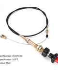 Heavy Duty Vernier Lock Cable with Red Knob delivers precise throttle control, shown with stainless steel core and dual ball lock, 10 ft length.