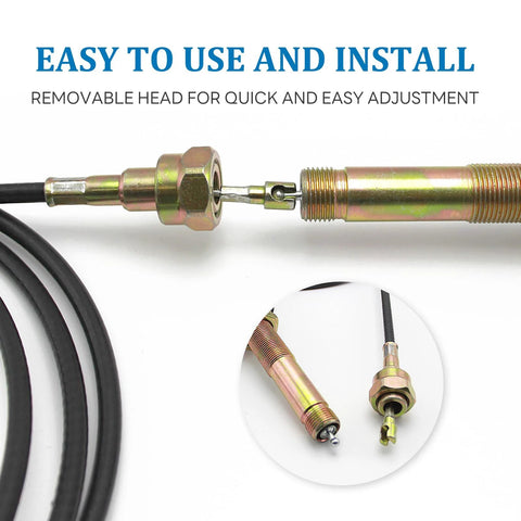 Close-up of 6 ft Vernier Adjustable Lock Cable for precise throttle control with removable head for VCGTX06 in equipment