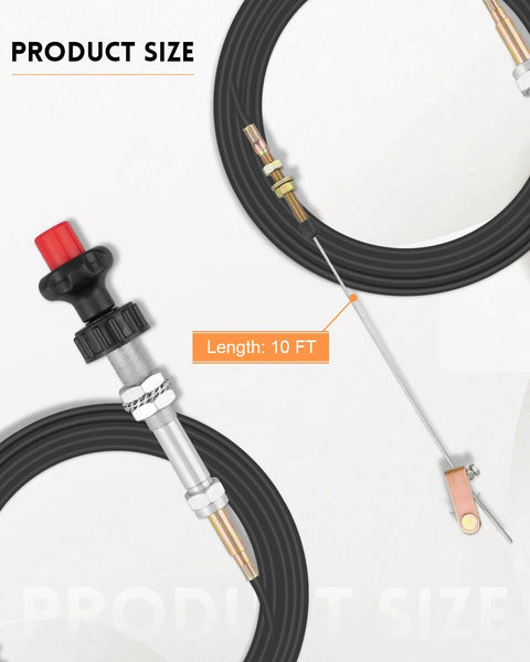 Heavy Duty Vernier Locking Throttle Cable Delivers Precise Throttle Control And Secure Locking For PTO And Dump Systems, 10 ft cable