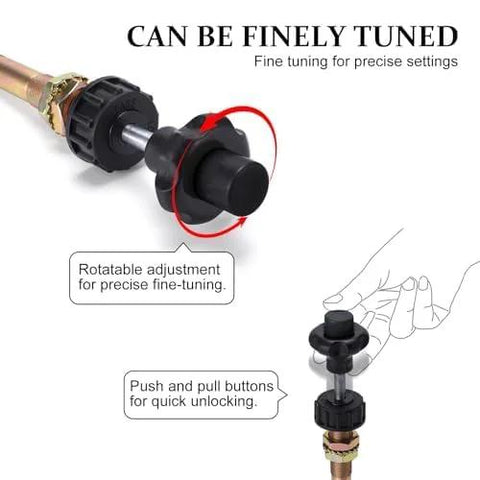 Close-up view of vernier throttle cable knob showcasing adjustable features for precise control on heavy duty engines and equipment.