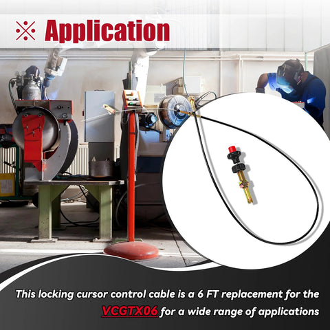 Heavy duty 6 ft Vernier Locking Throttle Cable red replacement for VCGTX06 gear in industrial setup