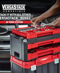 Person organizing tools in 230 Pcs Mechanics Tool Set, Socket Wrench Set, Car Tool Kit with VERSASTACK Toolbox.