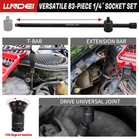Impact Socket Set One Quarter Inch Drive 83 Piece With SAE And Metric Sizes installed in automotive engine