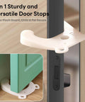 Versatile 2 in 1 door stop that acts as a wedge and pinch guard installed on door, soft TPR, suitable for wood, glass, metal doors