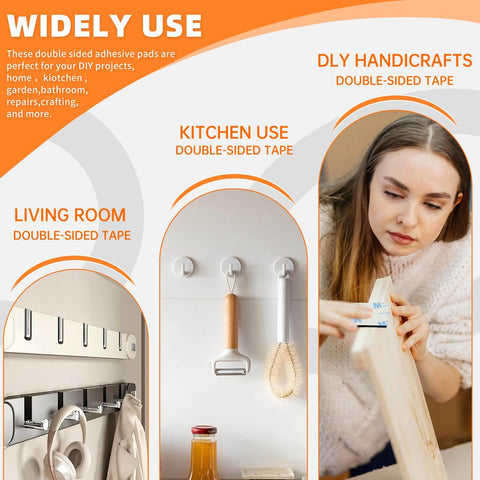 Heavy Duty Double Sided Tape For Walls 48 Pcs Waterproof Foam Adhesive Pads used in living room, kitchen, and crafts
