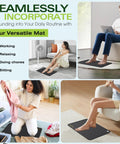 People using Copper Grounding Rod Kit with 24x16 inch conductive mat for working, relaxing, and chores in various home settings.