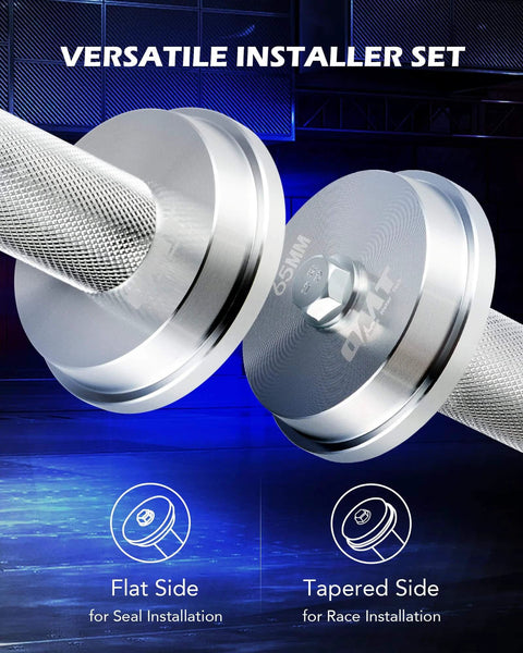 Bearing Press Kit & Blind Hole Collet Bearing Race and Seal Puller Extractor Kit showing flat and tapered sides for installation