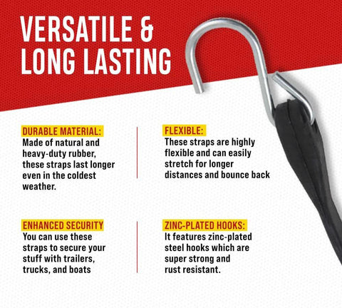 50 Pack 21 Inch Natural Rubber Tarp Bungee Straps With S Hooks Tie Downs For Heavy Duty Tarps Securing Equipment And Gear