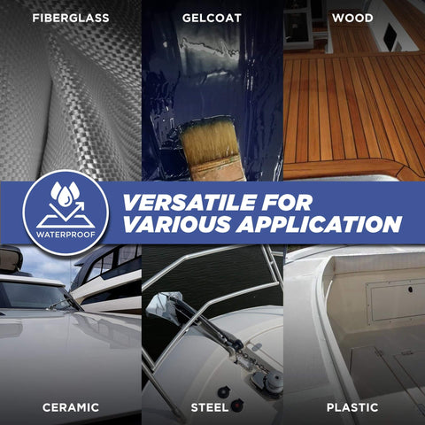 5200 Fast Cure Black Marine Sealant 3 Oz For Boats And RVs on fiberglass, gelcoat, wood, ceramic, steel, and plastic surfaces.