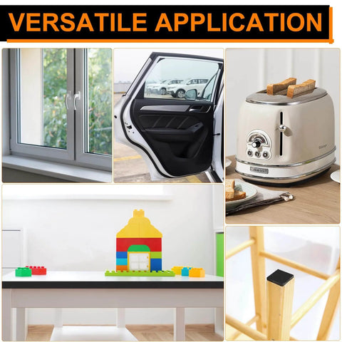 33Ft Door Weather Stripping (1/2in x 1/4in) in versatile use for windows, car doors, toaster, table and chair sealing applications