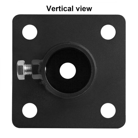 Vertical view of Heavy Duty Black Chain Link Fence Post Floor Flange Base Fits 1-5/8 Inch OD Posts.