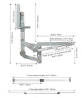 Door Hinges Set, Vertical Swing Lift Up Stay Pneumatic Arm Kitchen Mechanism Hinges with Slow Closing, showing dimensions