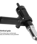 Rivet Gun Adapter For Electric Drill With Vertical Grip, High Hardness Alloy Steel Forged Head, Riveting Tool Kit With Wrench For Pull Rivets.