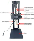 Vertical Heat Press Insert Tool With 210mm Insertion Height Heat Set Tips For M2 To M8 and Brass Knurled Nuts, aluminum frame