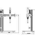 Technical drawing of Vertical Heat Pressing Machine, Heat Set Insert Tool with dimensions for Brass Inserts 3D Printing applications.