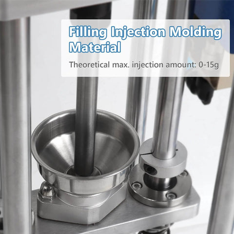Close-up of Vertical Injection Molding Machine Semi Automatic Pneumatic Plastic Extruder 0-15g Per Shot filling area