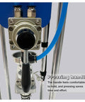 Close-up of handle on 20G Vertical Injection Molding Machine For ABS PVC PP PC PET Polymers 110V showing comfort grip and ease of use.