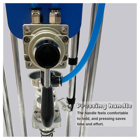 Close-up of handle on 20G Vertical Injection Molding Machine For ABS PVC PP PC PET Polymers 110V showing comfort grip and ease of use.