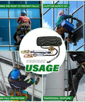 Ultimate Vertical Lifeline Assembly 25 Foot Polyester Rope Harness Safety System With Two Grab Snap Hooks Shock Absorber And Fall Protection Rope For Roofing Work ANSI Compliant