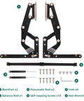 Vertical Lift Hinge, Vertical Swing Lift Pneumatic Arm Kitchen Mechanical Hinge Slow Closing, Matte Black components layout.