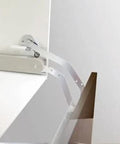 Sugatsune Vertical Swing Down Arm Set With 11 Pound Capacity Sold As A Pair Nickel Finish, side view installed on cabinet
