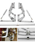 Vertical Swing Lift Up Stay Pneumatic for Cabinet Door - Durable Silent Folding Hardware, Silver hinges and arm mechanism