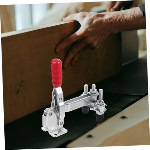 Two Pack Vertical Toggle Clamp Welding Fixture For Quick Release And Heavy Duty Hold Down In Welding And Metalworking on bench