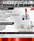 Shop Force 50540 ShopsChoice Toggle Clamp 1 Pack Ergonomic Handle Flanged Base Smooth Vertical U Bar product diagram