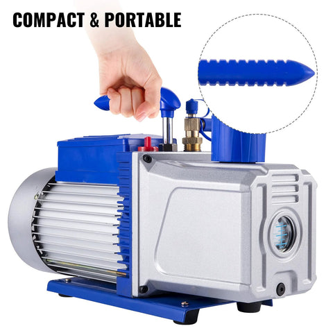 12 CFM 1 HP Double Stage HVAC Vacuum Pump For Auto Repair 110V By VEVOR compact and portable design with handle