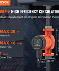 High Efficiency Hot Water Recirc Pump 16 GPM 110V 42W With 1 Inch NPT Flange For Home Water Heater System EMC Auto Circulation VEVOR 007E2F2