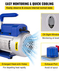 3CFM 1/4HP Single Stage Air Vacuum Pump Kit displaying oil sight window and exhaust port, VEVOR branding visible