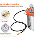All In One 5 Gallon Vacuum Chamber Kit For Wood Stabilization And Resin Degassing With A 3.5 CFM Single Stage Vacuum Pump 40 Micron Vacuum And Tempered Glass Lid Pure Copper Motor Check Valve Diy Friendly Setup For Woodworking Hobbyists By VEVOR with premium accessories featuring silicone oil vacuum gauge and SAE inlet fitting