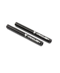 Pair of black anodized VFD Aluminum Standoffs VPS10151 for precise component spacing and secure mounting in industrial applications.