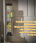 Versatile 2-in-1 laser level blends a 12 inch spirit level with a bright red laser, magnetic base, attached to pipe