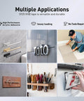 Collage showcasing uses of 3M 4950 Heavy Duty Double Sided Foam Mounting Tape White Waterproof Adhesive for various applications.